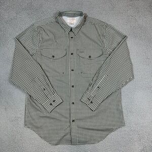 Filson Men's Casual Button-Down Shirt L Green Gingham Recycled Stretch Cotton